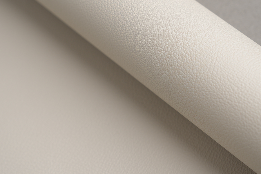 Filme decorativo de PVC com textura de couro sintético de cor clara